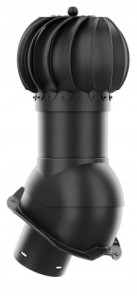 KOMINEK KULISTY OBROTOWY 150 DO BLACHY TRAPEZOWEJ T18 CZARNY RAL 9005